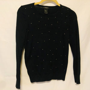 Ann Taylor Black Sweater with Rhinestone Studs